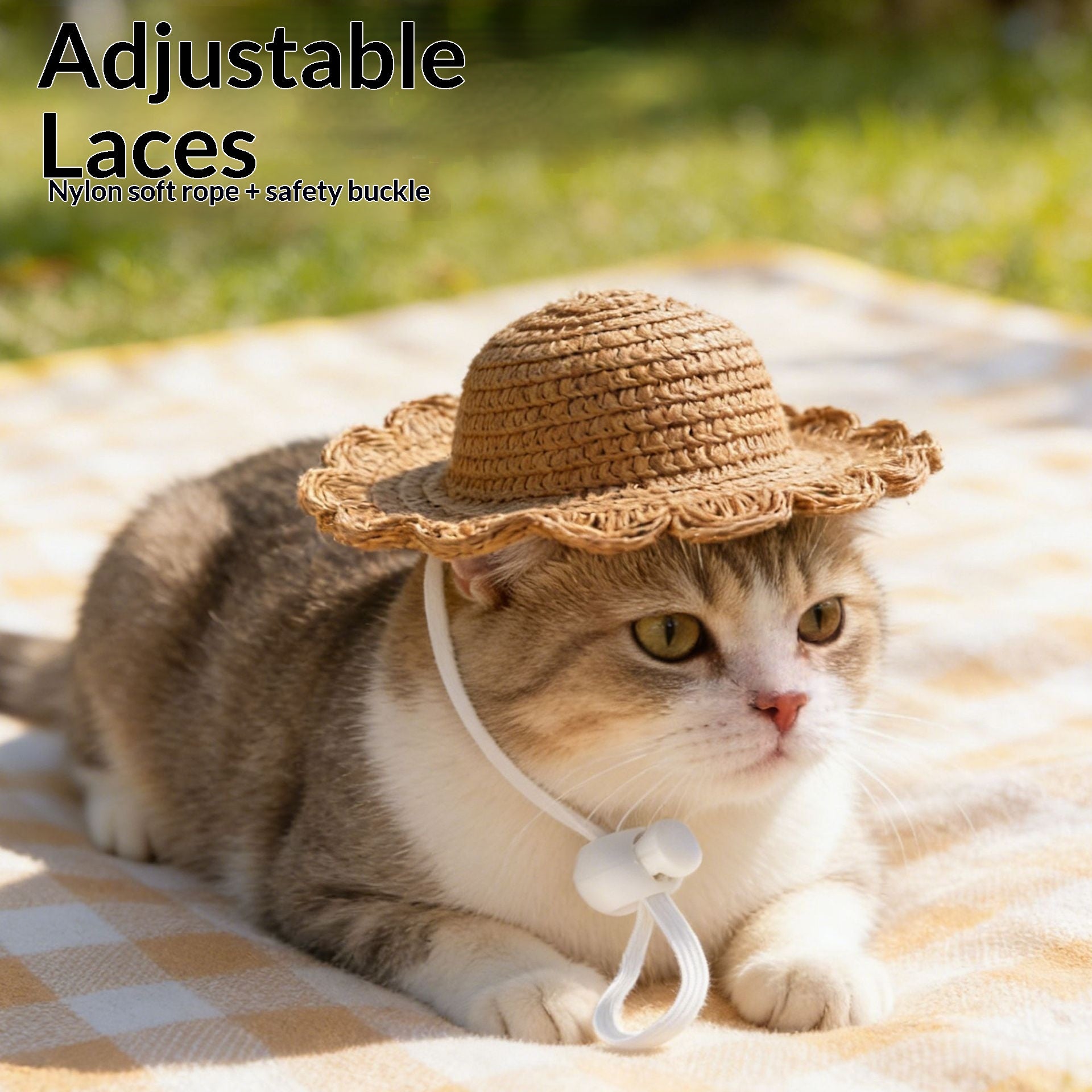Pet Sunshade Cat Sun Protection Mini Chapeau de paille