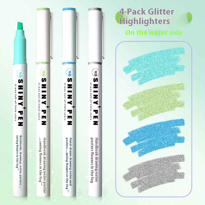 Stylo fluorescent Glitter Star River Compte à la main Belle attaque Classe clé Notes Mark C