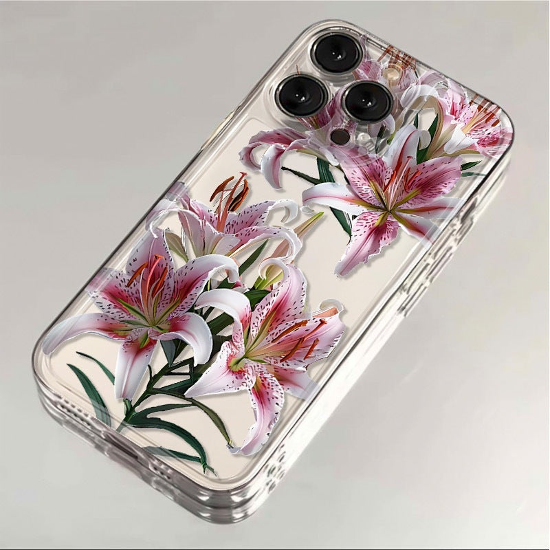 Étui téléphonique versatile transparent TPU Fleur