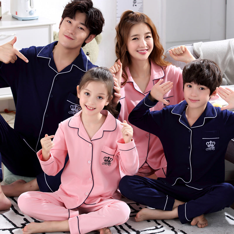 Coton Parent-enfant Pyjama Printemps et Automne Longue Manche Style mince
