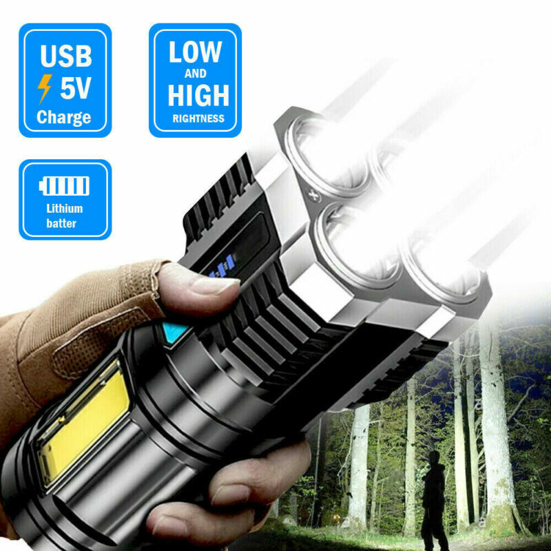 POWERFUL tactique Quad-Core Super lampe de poche LED torche USB Camping rechargeable