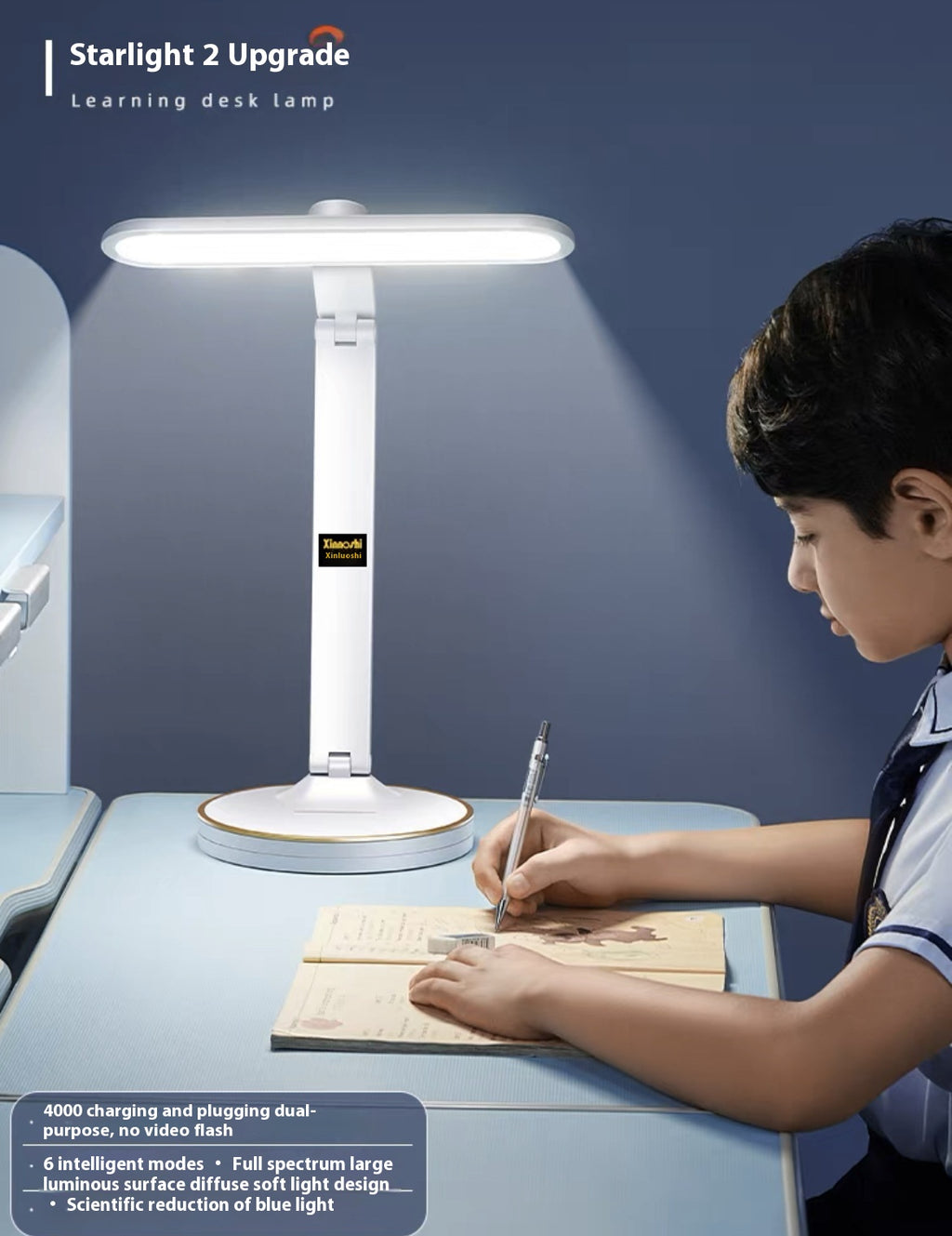 Lecture étudiante Dortoir pliant côté lit Charging Smart horloge protection des yeux lampe de bureau