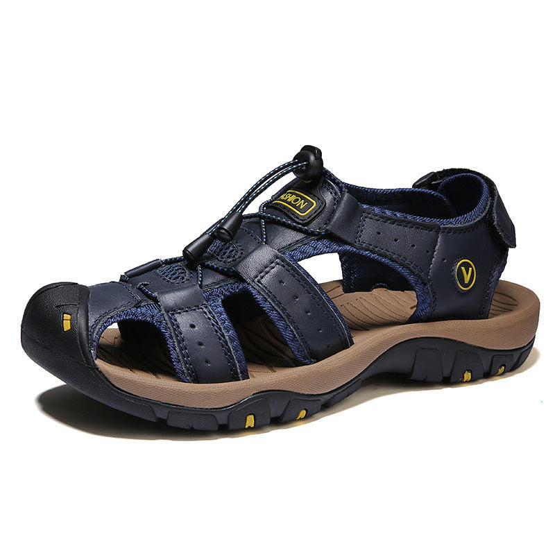 Sandales d'été Hommes Grande Taille Baotou Casual Beach Chaussures Cuir véritable Hommes Outdoor Sp