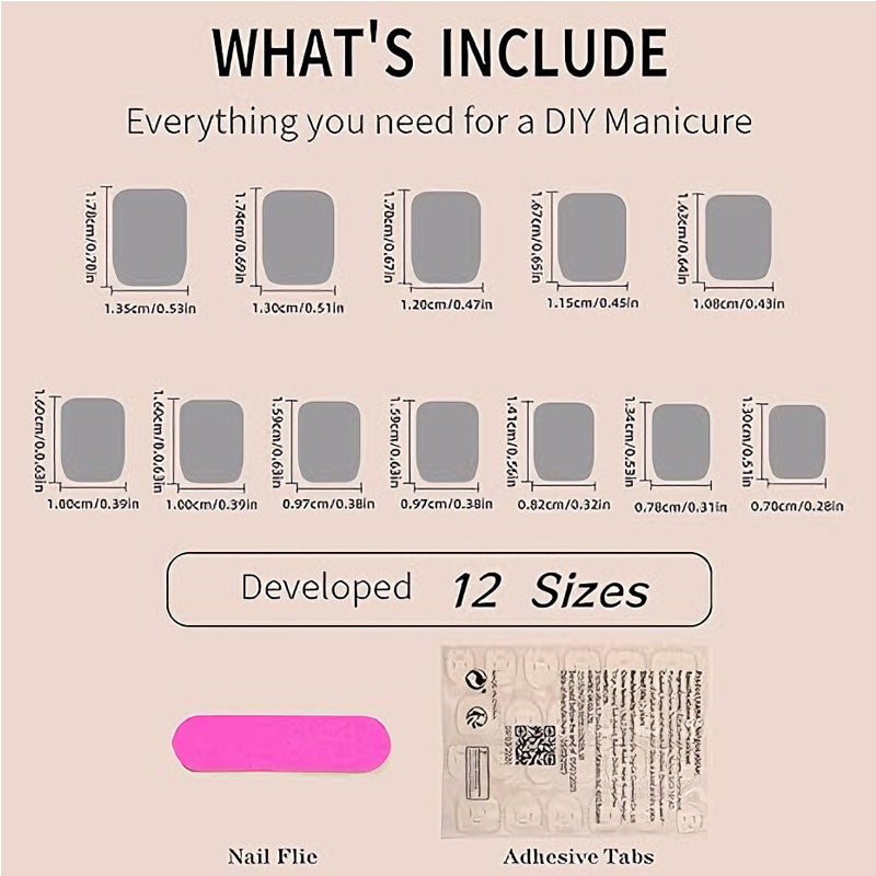 24 PCS Presse sur les ongles Court carré faux avec colle à ongles Français fausses conceptions de fleurs acrylique