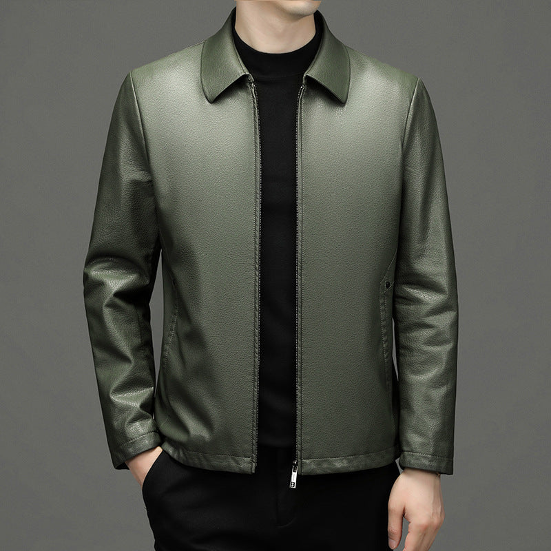 Veste en cuir véritable écologique Lapel Veste en cuir véritable Hommes