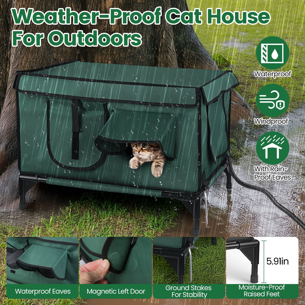 1Pc Maison de chat chauffée à l'eau extérieure Insonorisée à l'épreuve des intempéries Kitty Shelter Feral Cat Hea
