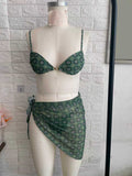 Mini Retro-print Sexy Open-back Bikini Set