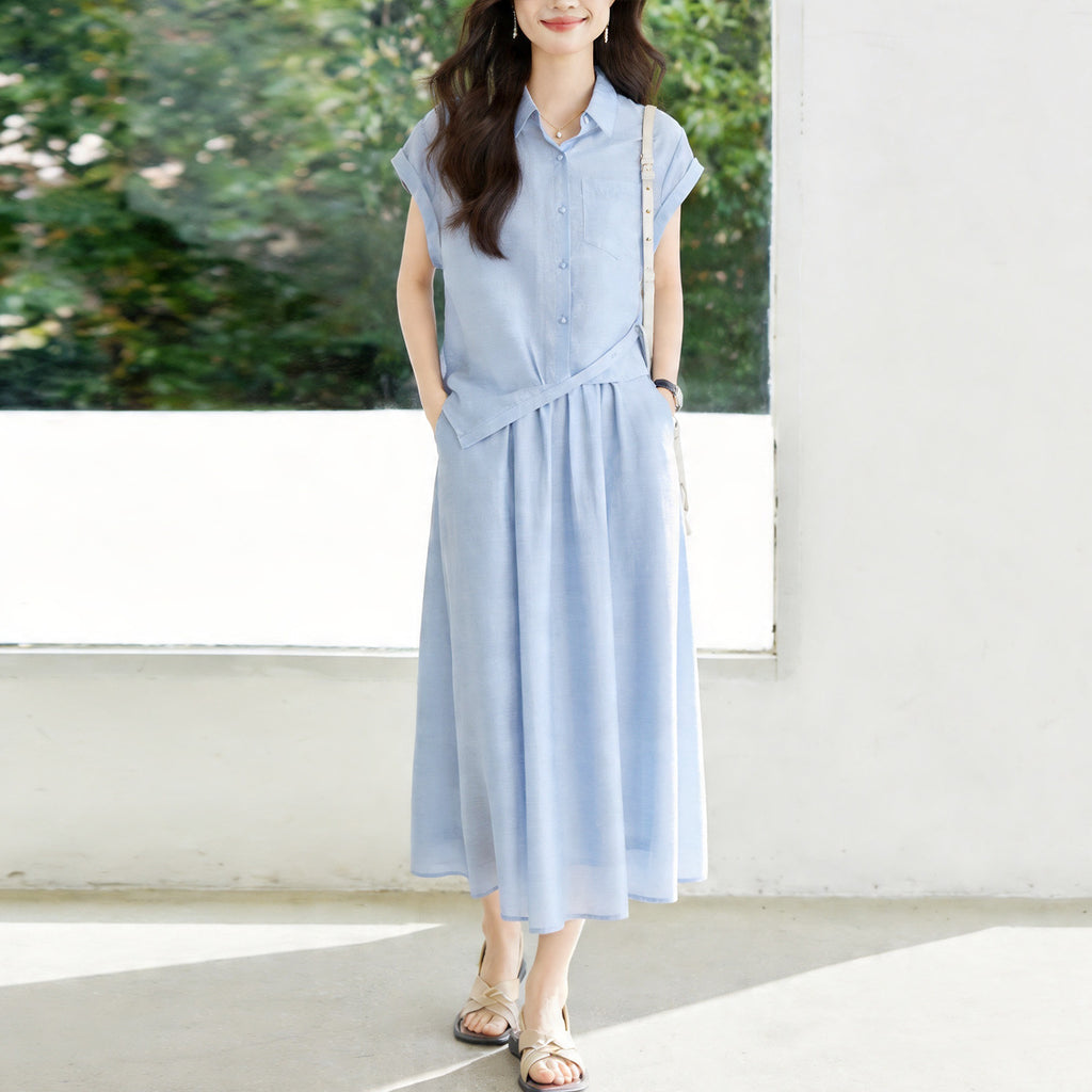 Chemise irrégulière et ensemble de deux pièces en jupe taille haute
