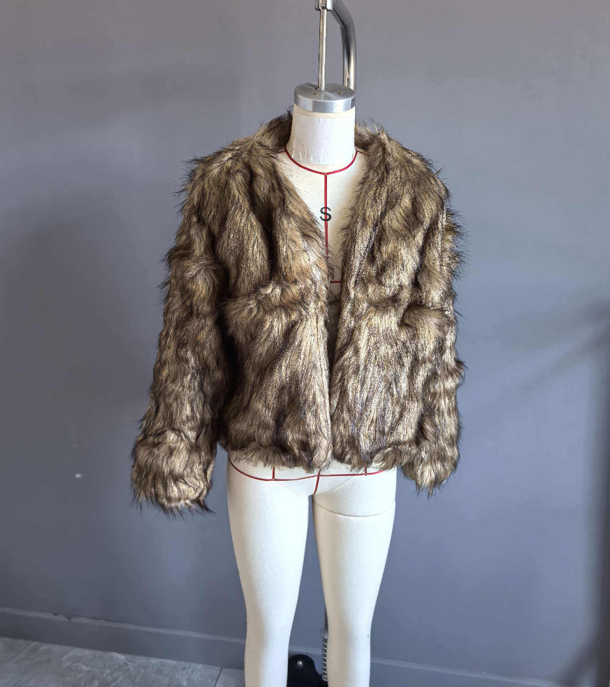 Veste de manteau de fourrure simple pour femmes