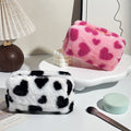Sac de maquillage mignon et élégant avec une peluche en forme de cœur design grande capacité et portable