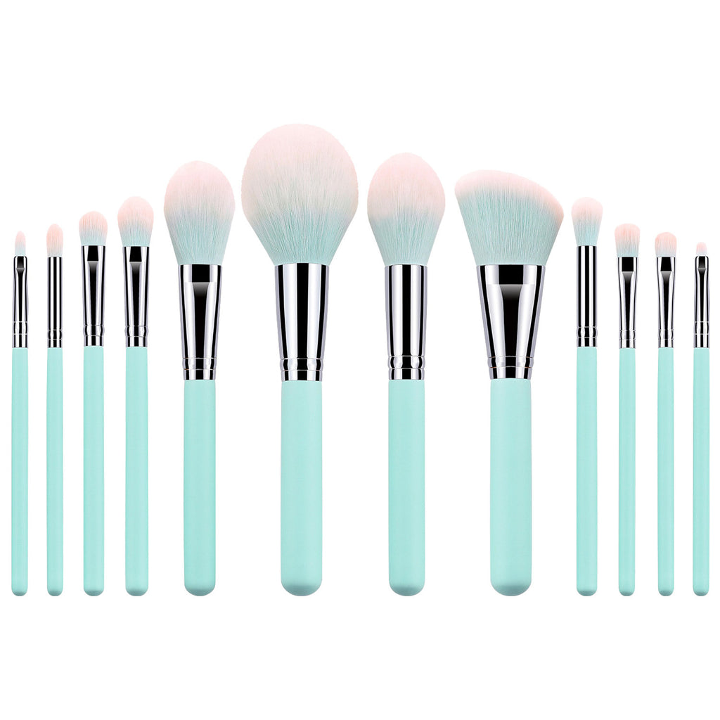 Poignée bleu clair maquillage doux doux cheveux Fondation Eye Shadow Brush