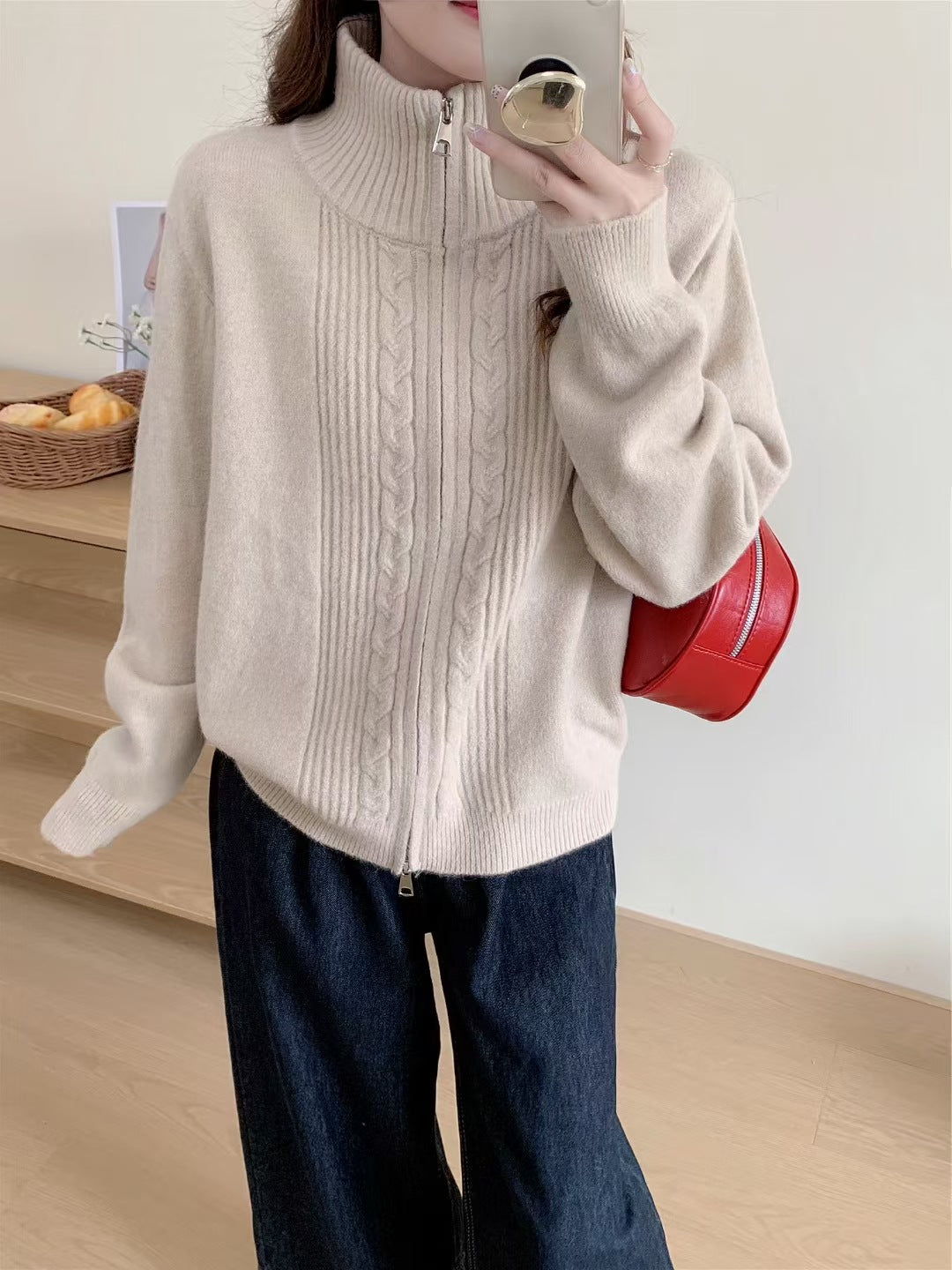 Manteau de sweater avec double fermeture éclair