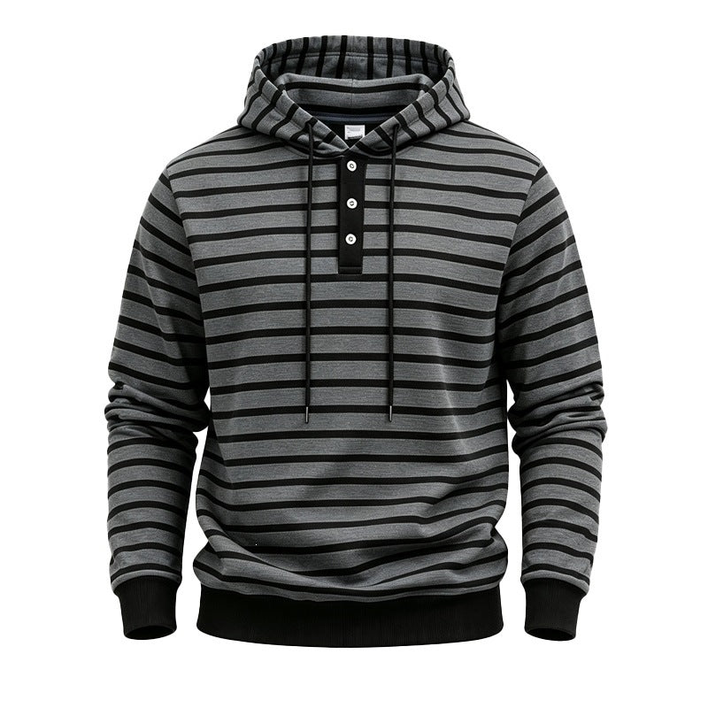Hoodie rayée avec trois boutons