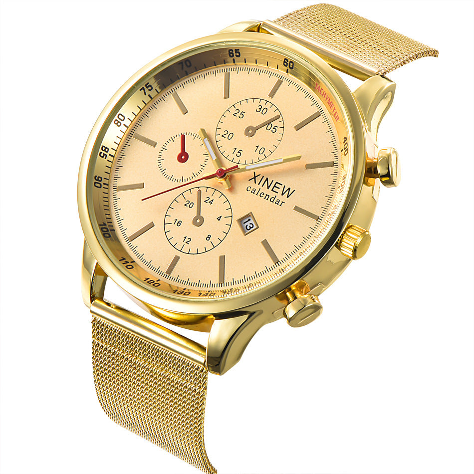 Montres de mode hommes en acier inoxydable Date Montre Quartz