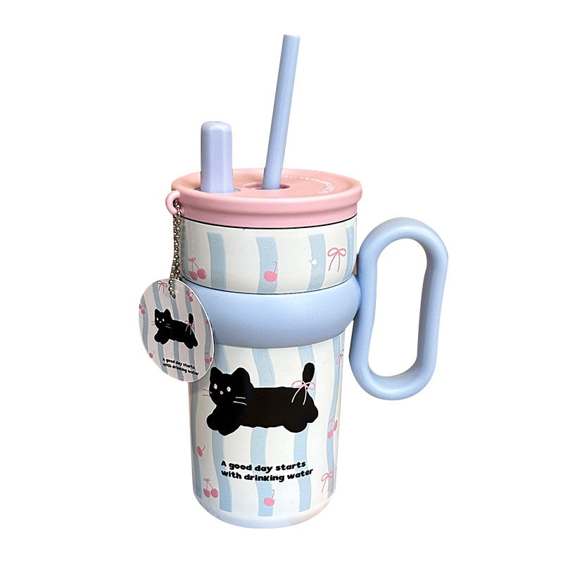 Mug mignon tasse de bureau Hautement élégant coupe de paille en acier inoxydable bouteille de maintien à froid
