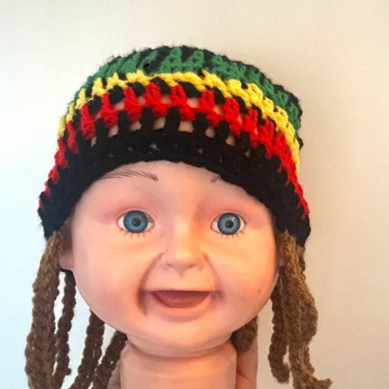 Halloween Jamaïque Reggae Enfants Woolen Cap Handmade Knitted Rainbow Striped Festival Fun