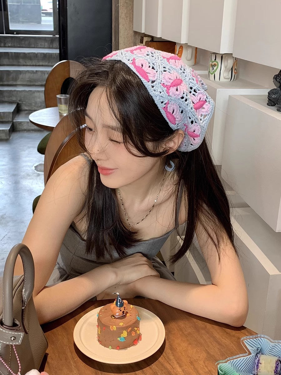 Tête tricotée à la main de même style Triangular Binder Headscarf Femme Sweet
