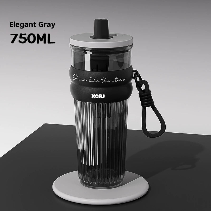 Paille grande capacité tasse d'eau-gray-1 pièce