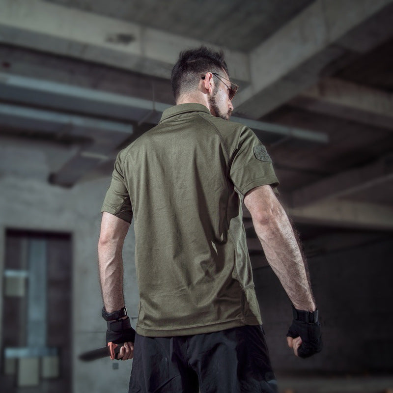 Camouflage tactique extérieur homme manches courtes Polyester Slim Polo rapide Été