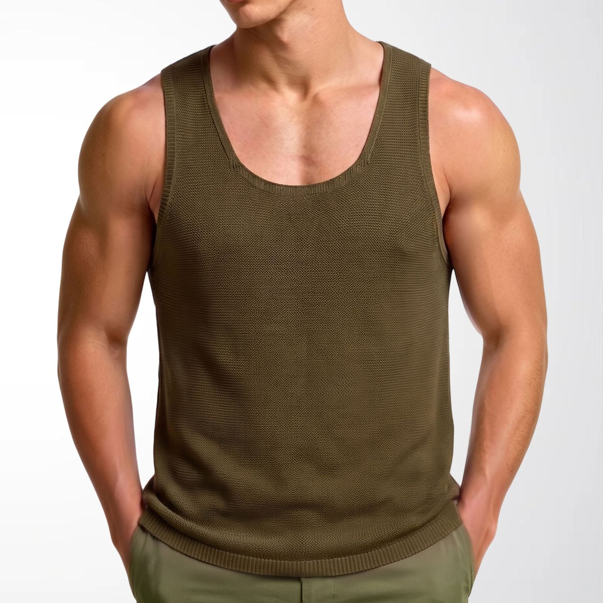 L'été des hommes de couleur solide sans manches sans manches Tank Top
