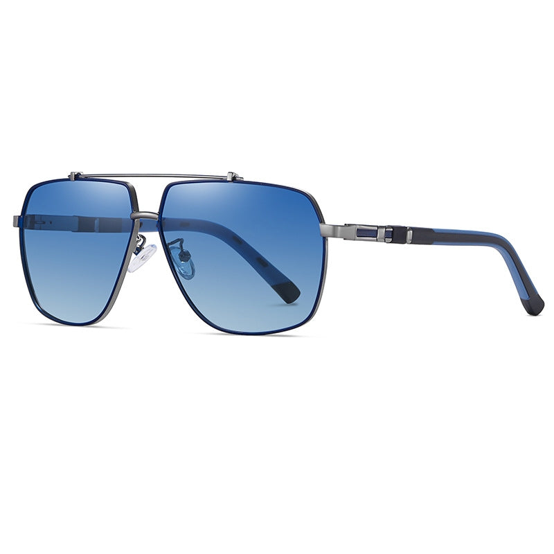 Lunettes de soleil Retro Mens avec un cadre carré à deux tons