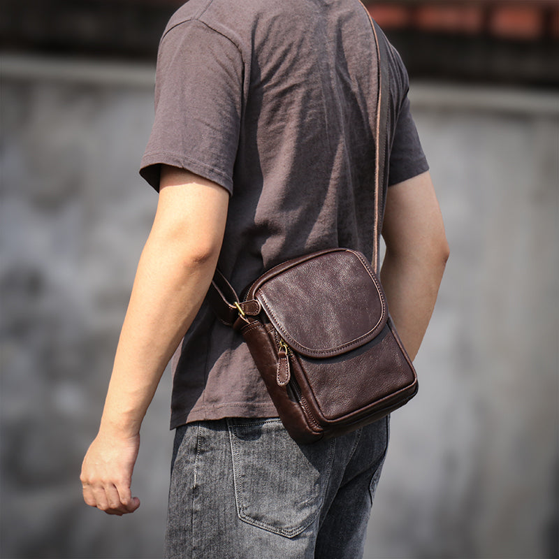 Sac de corps en cuir véritable casual pour hommes