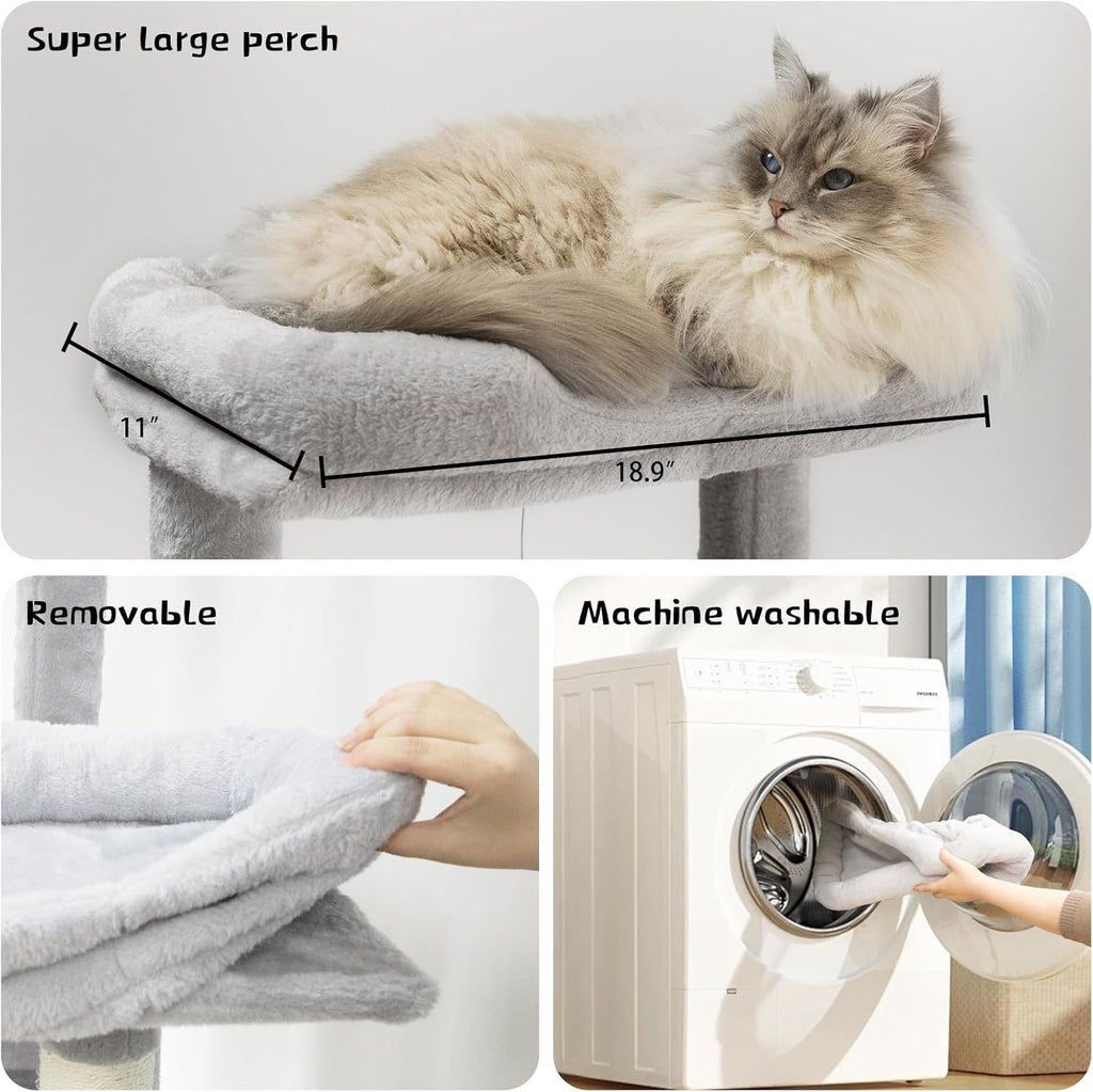 68in Grand arbre de chat vert multi-niveaux avec hamacs