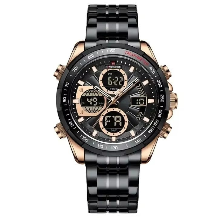 Montre multifonction en acier inoxydable pour homme