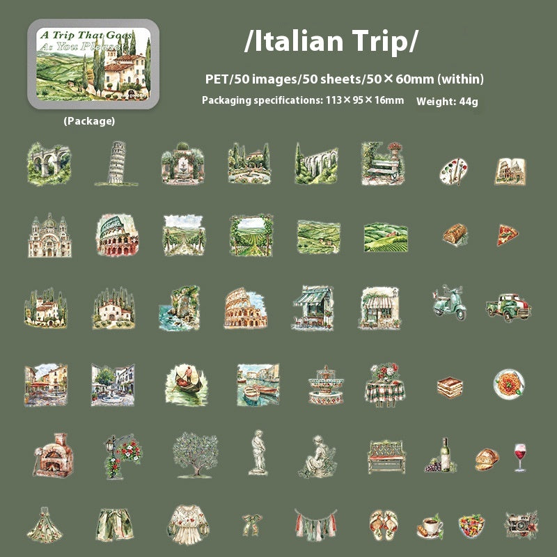 Série Voyage Carnet de voyage PET Stickers