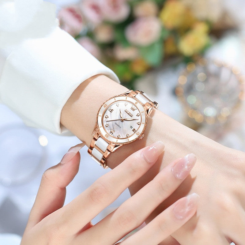 Montre Quartz Montre électronique en céramique pour femmes