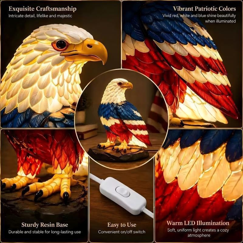 Lampe de table Eagle couleur drapeau américain