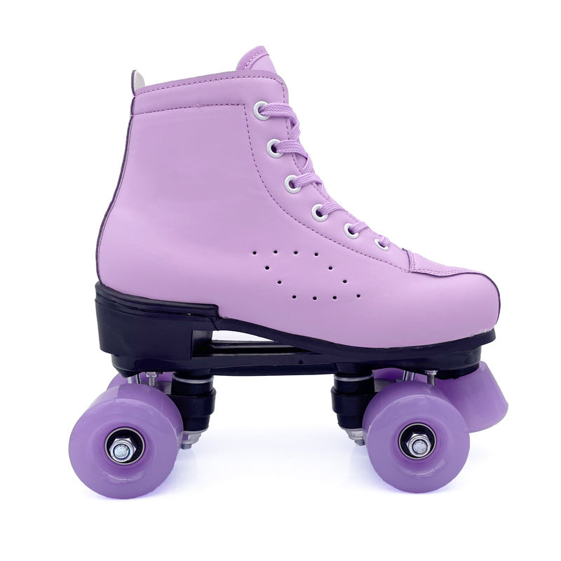Patins à roulettes en cuir pourpre à double rangée