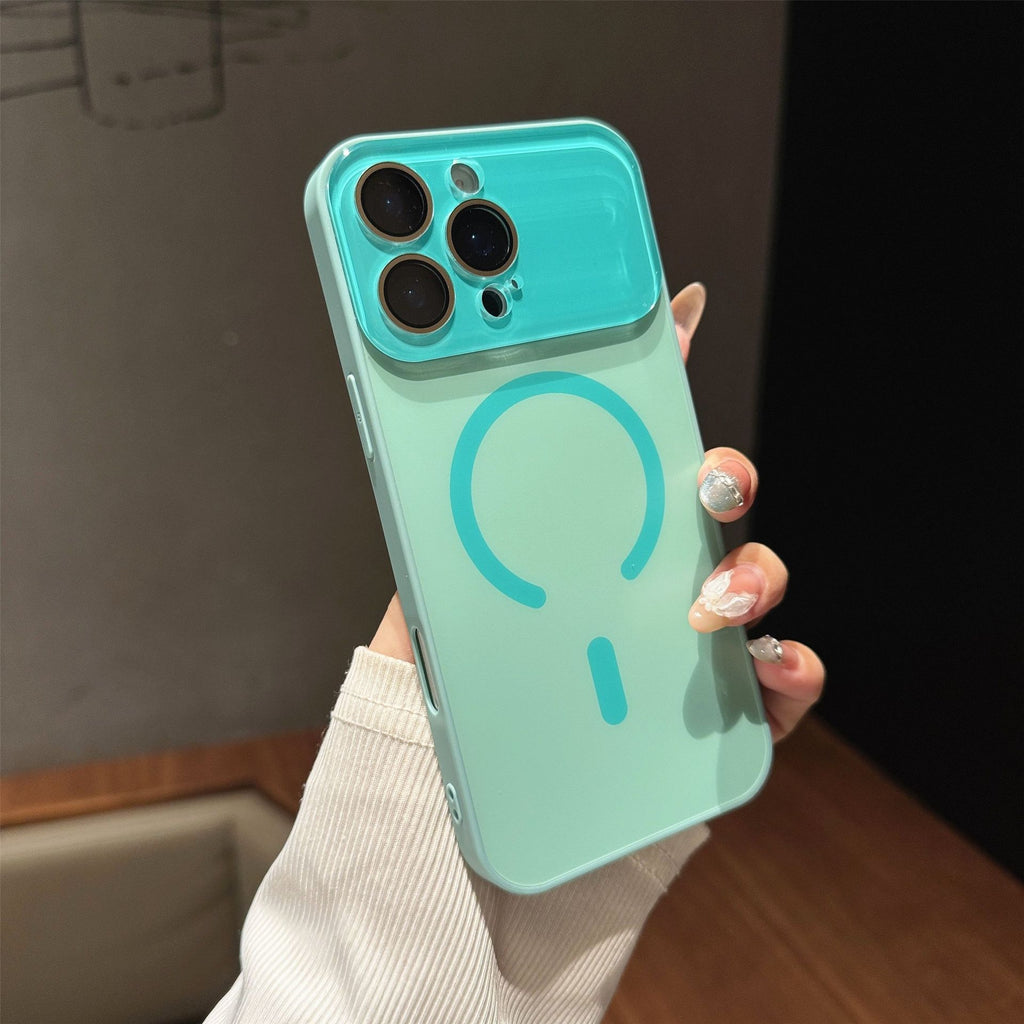 Grande fenêtre cas de téléphone magnétique givré