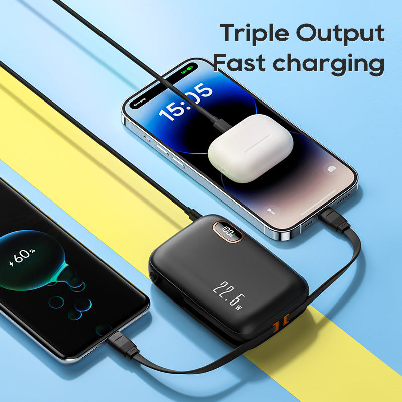 PD22.5W Charge rapide Affichage numérique Alimentation mobile avec câble