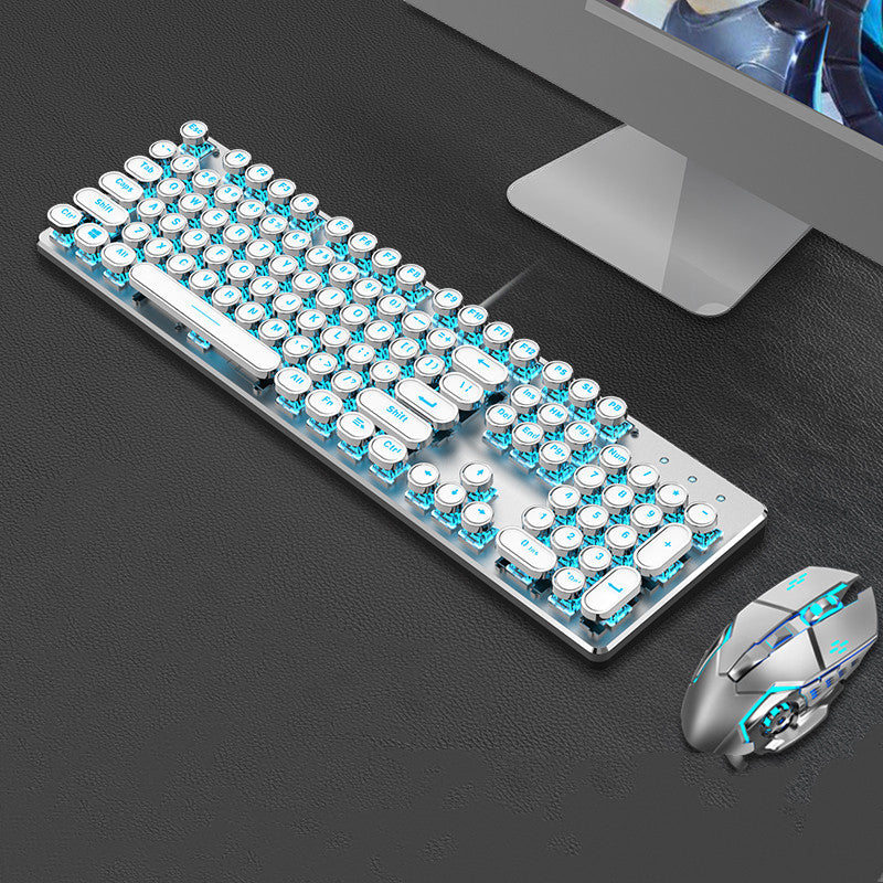 Clavier mécanique Steampunk et jeu de souris Retro 87-key Bureau Ordinateur portable filaire