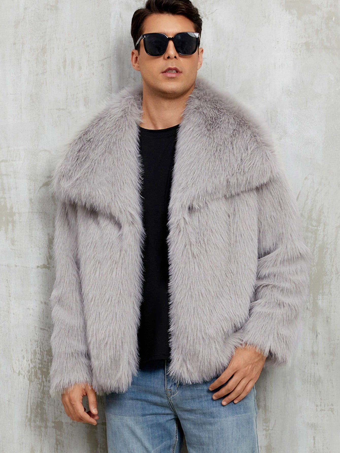Veste en fausse fourrure de style Lapel pour homme