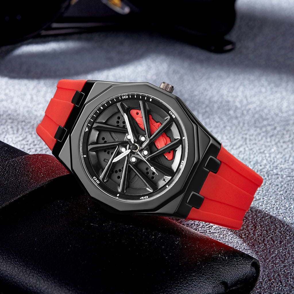Montres rotatives Hommes Roue Hub Montres rotatives Quartz