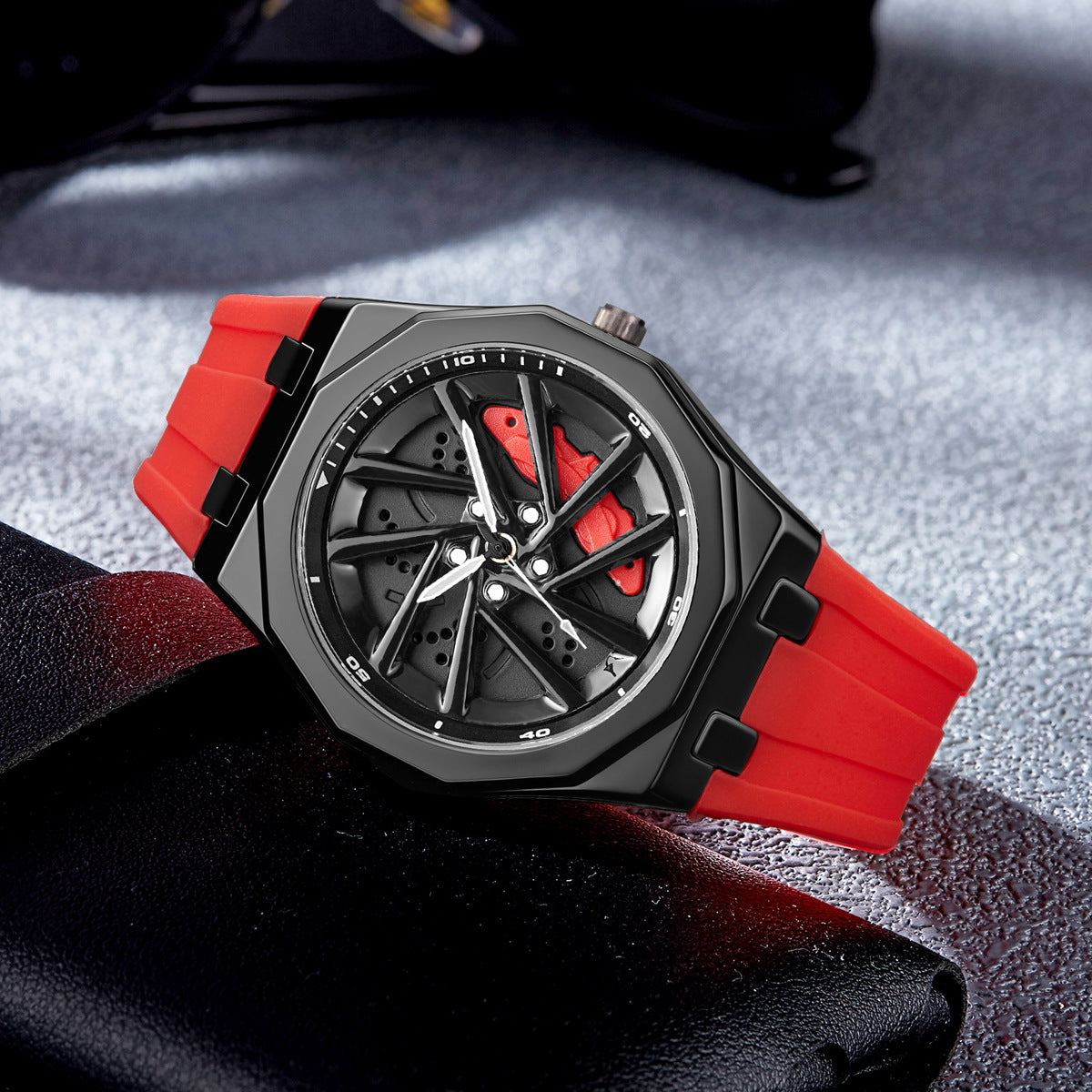 Montres rotatives Hommes Roue Hub Montres rotatives Quartz