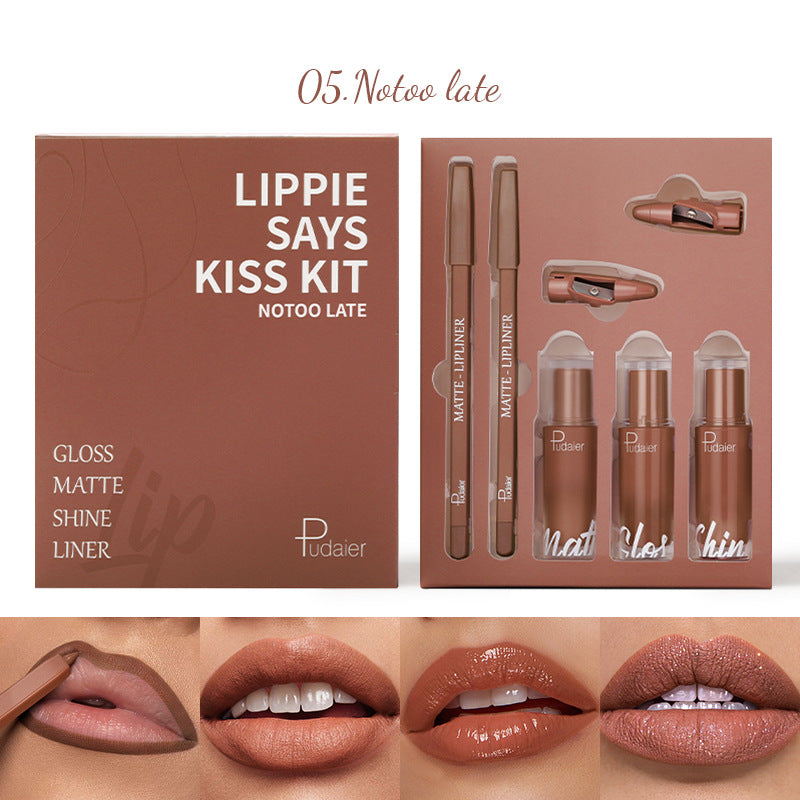Lip Glaze Lip Matte Dewy and Shimmering Lipstick Gift Set 5 pièces