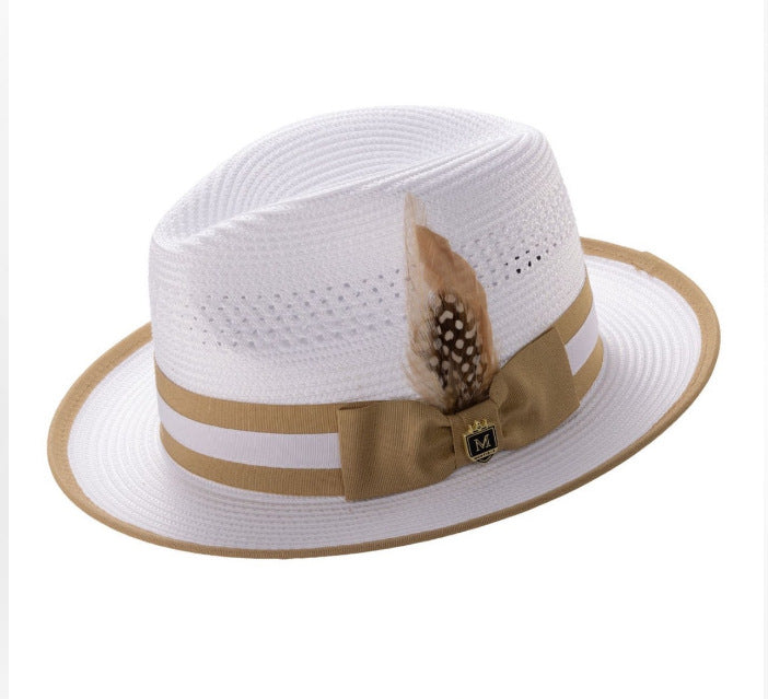 Feather-colored jazz hat for sun protection