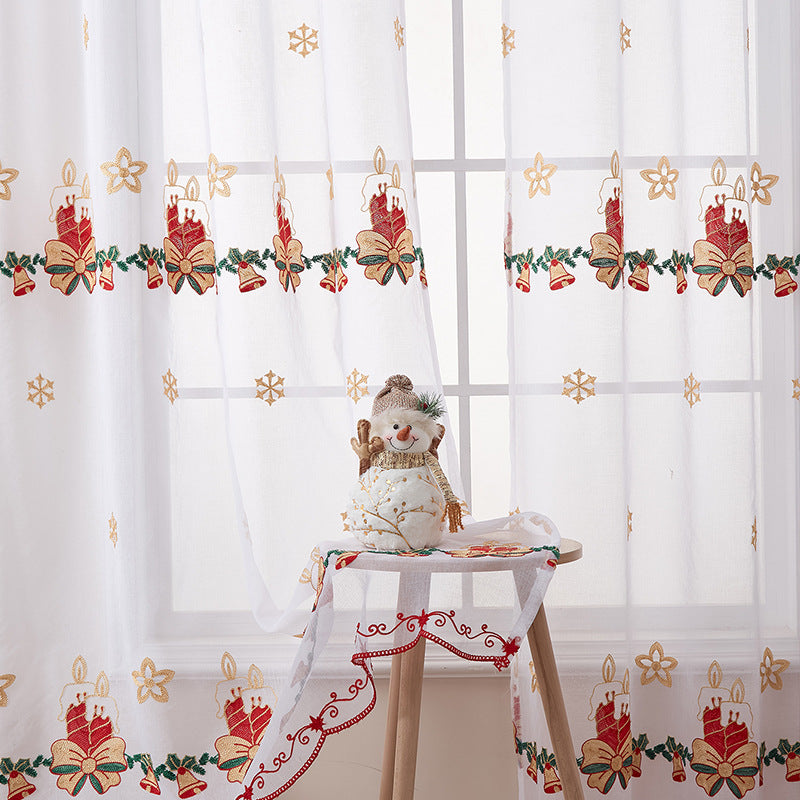 Rideau de Noël américain Broderie de flocons de neige de Noël