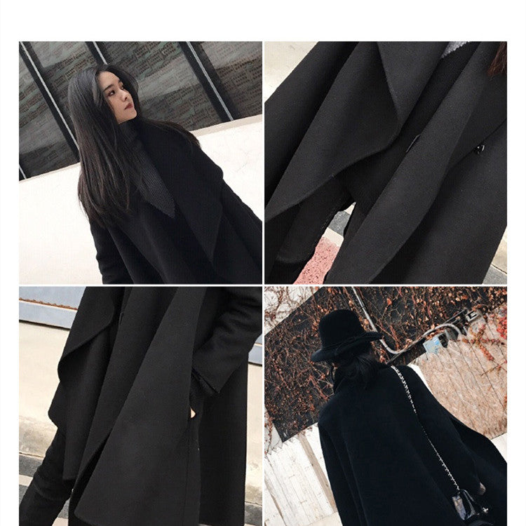 Noir Moyen Long Irrégulier Placage en laine