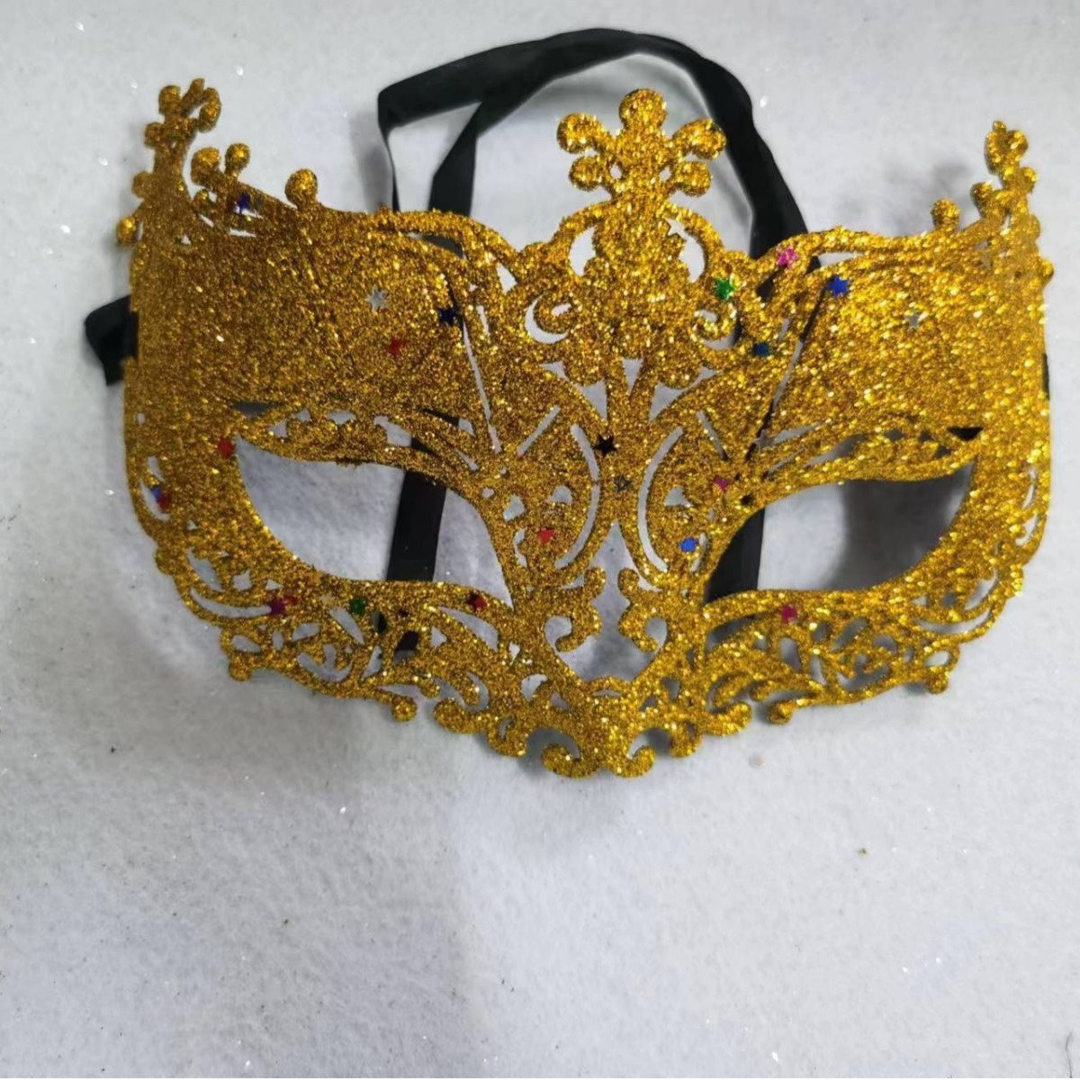 Poudre d'or Masque Sexy Masque Prince Demi-face Femme Robe de fantaisie Masque à oeil de balle