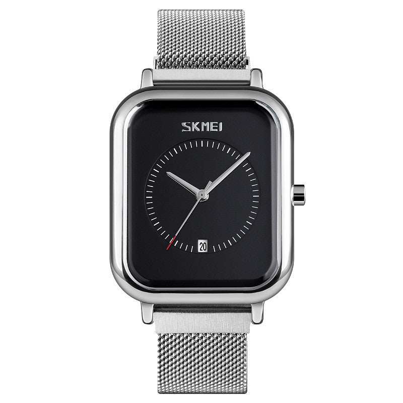 Hommes mode Square affaires Quartz étudiants hommes Mesh-Strap Imperméable calendrier montre