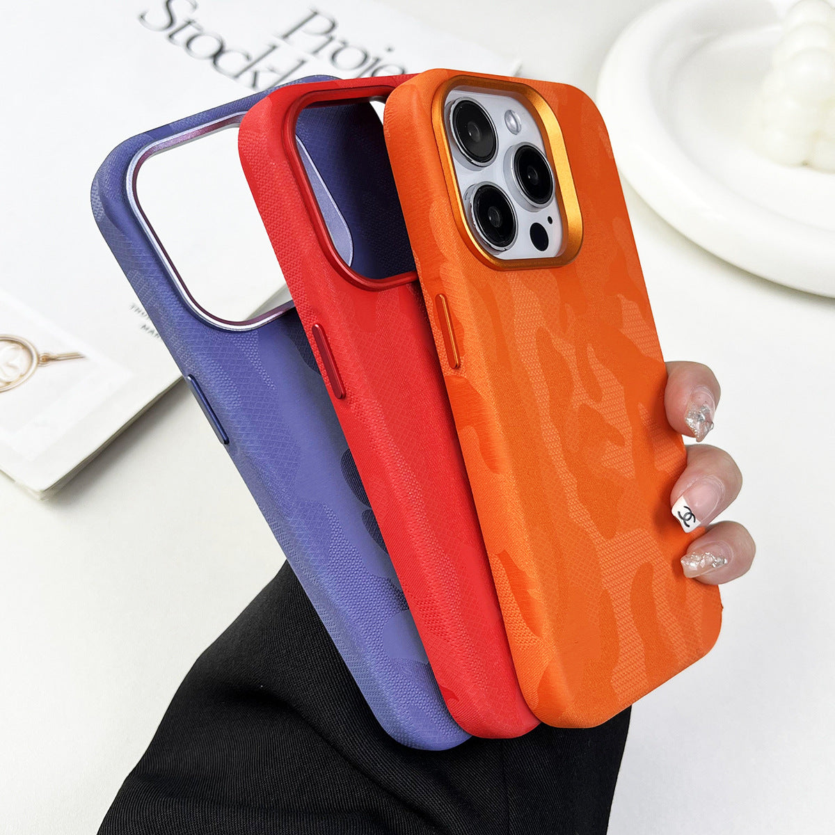 Boîtier de téléphone magnétique tout compris en cuir Camouflage