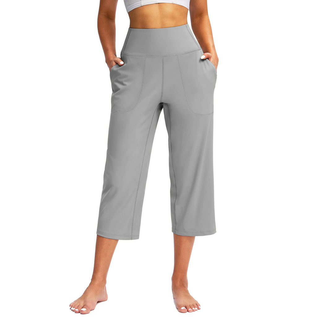 La mode européenne et américaine des femmes Couleur solide Pantalon à large leg avec poches