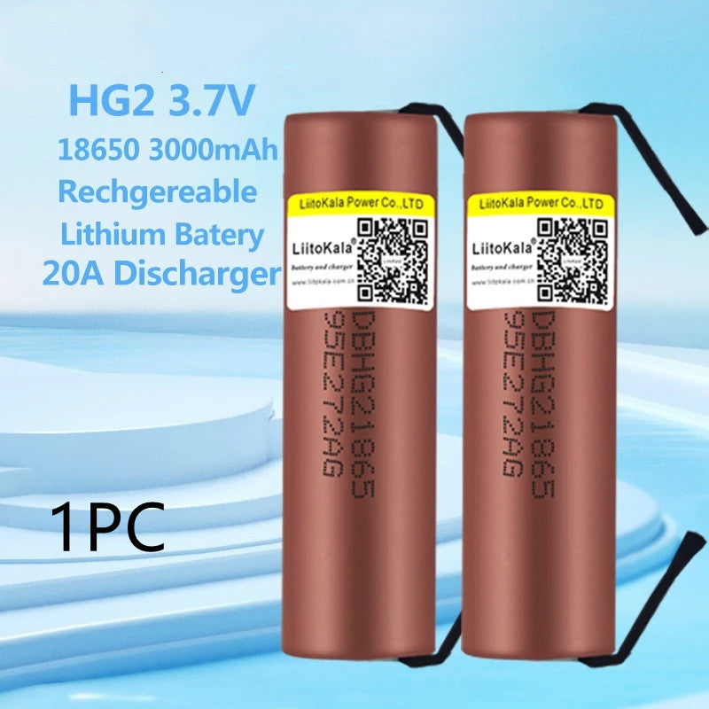 18650 HG2 3000mAh 37V Batterie au lithium Batterie à décharge continue 20A