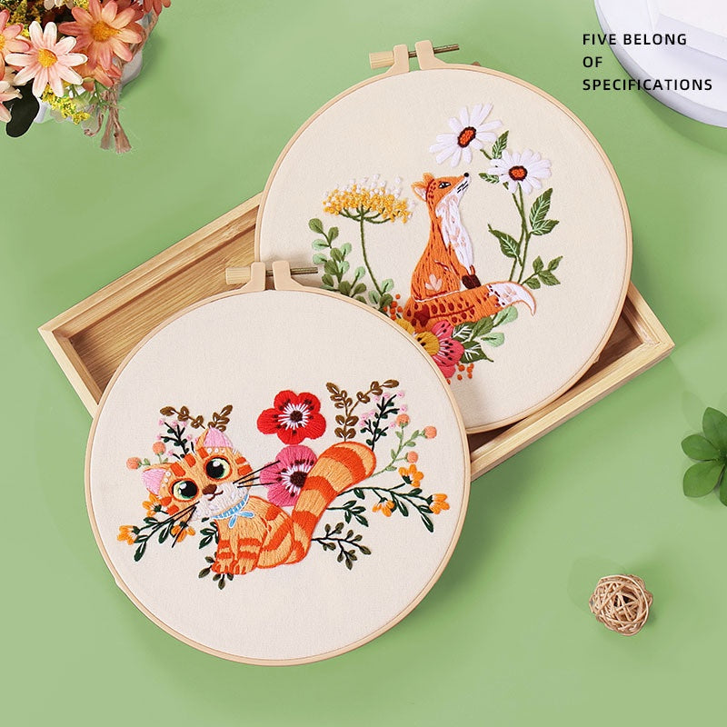 Broderie à la main Matériau de l'emballage écureuil Chouette Fox Elk de chat