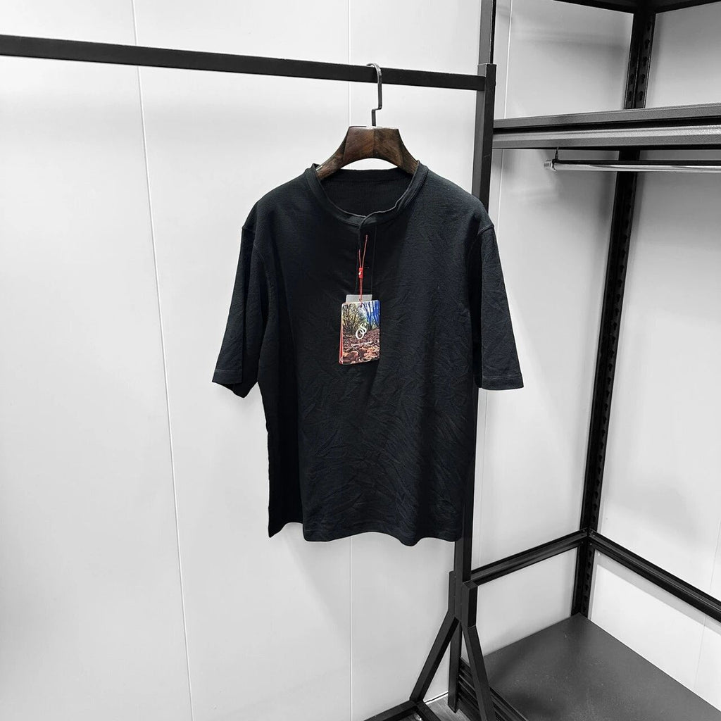 Hommes Couleur solide Waffle Knit Henley T Shirt 2 boutons Placket Short Sleeve Breathable Casu