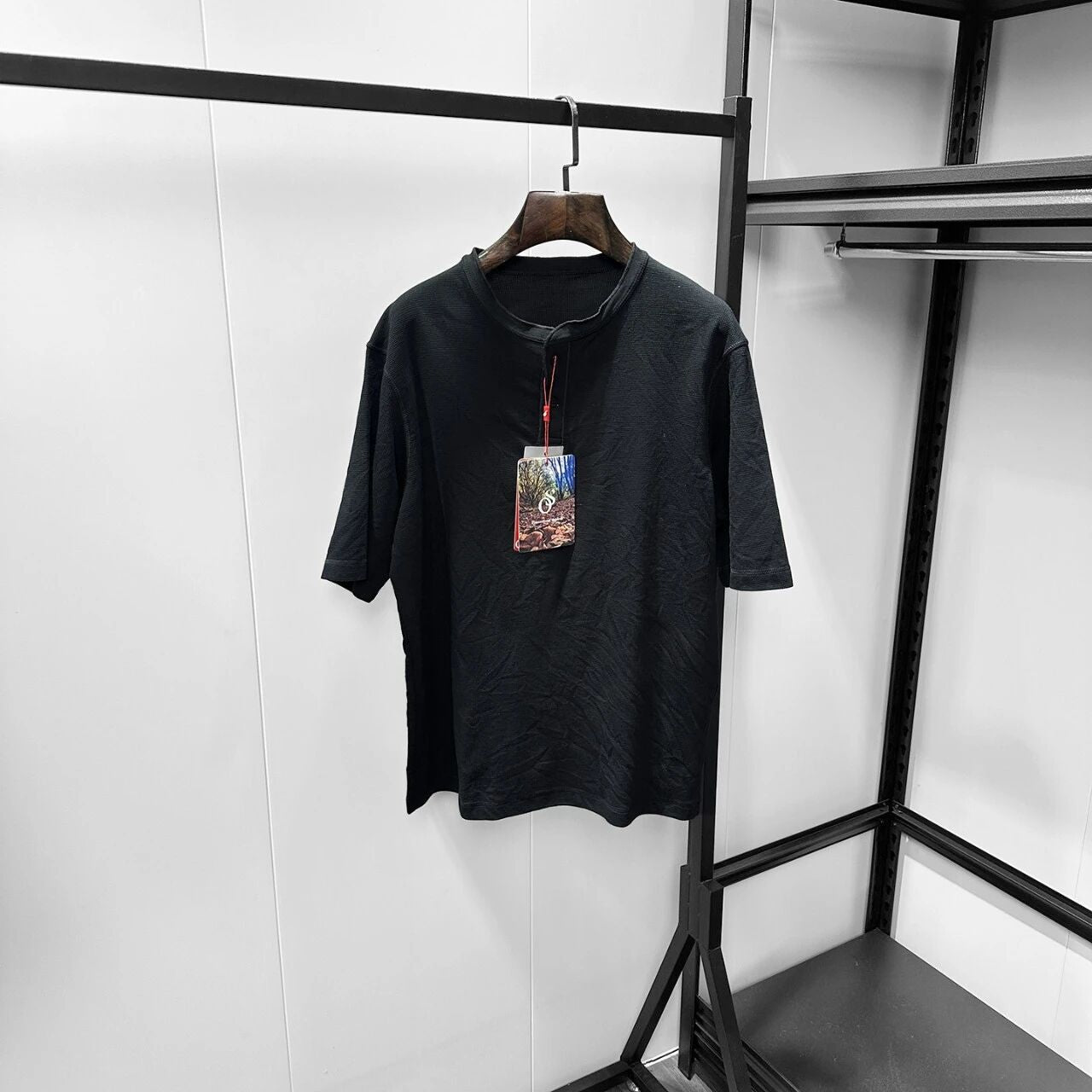 Hommes Couleur solide Waffle Knit Henley T Shirt 2 boutons Placket Short Sleeve Breathable Casu